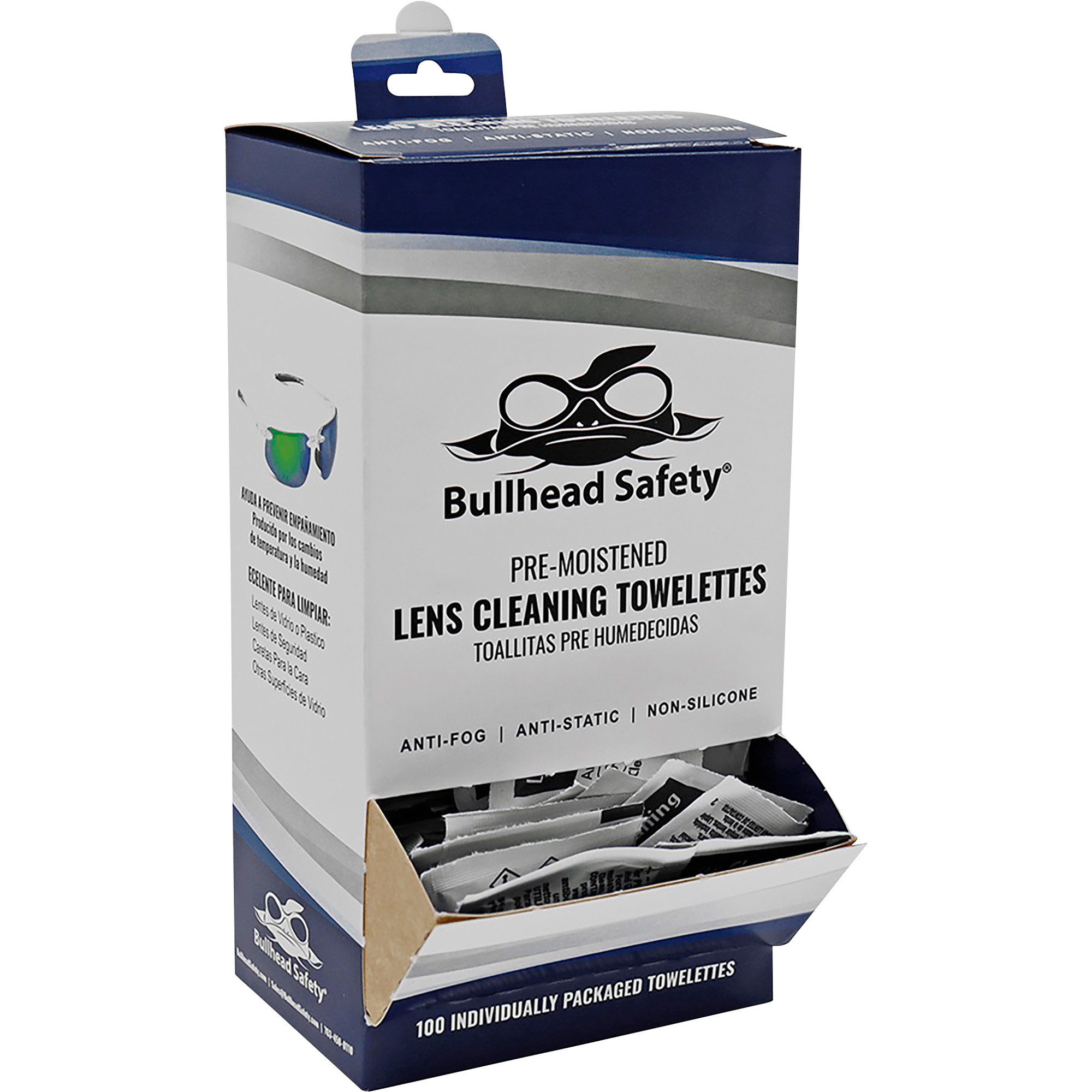 Bullhead Glasses Isopropyl Alcohol Glasses Cleaning Wipes, 100-Count Dispenser Box